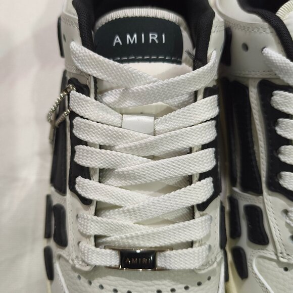 Amiri Black And White Leather Lace-Up Sneakers - Picture 4 of 9